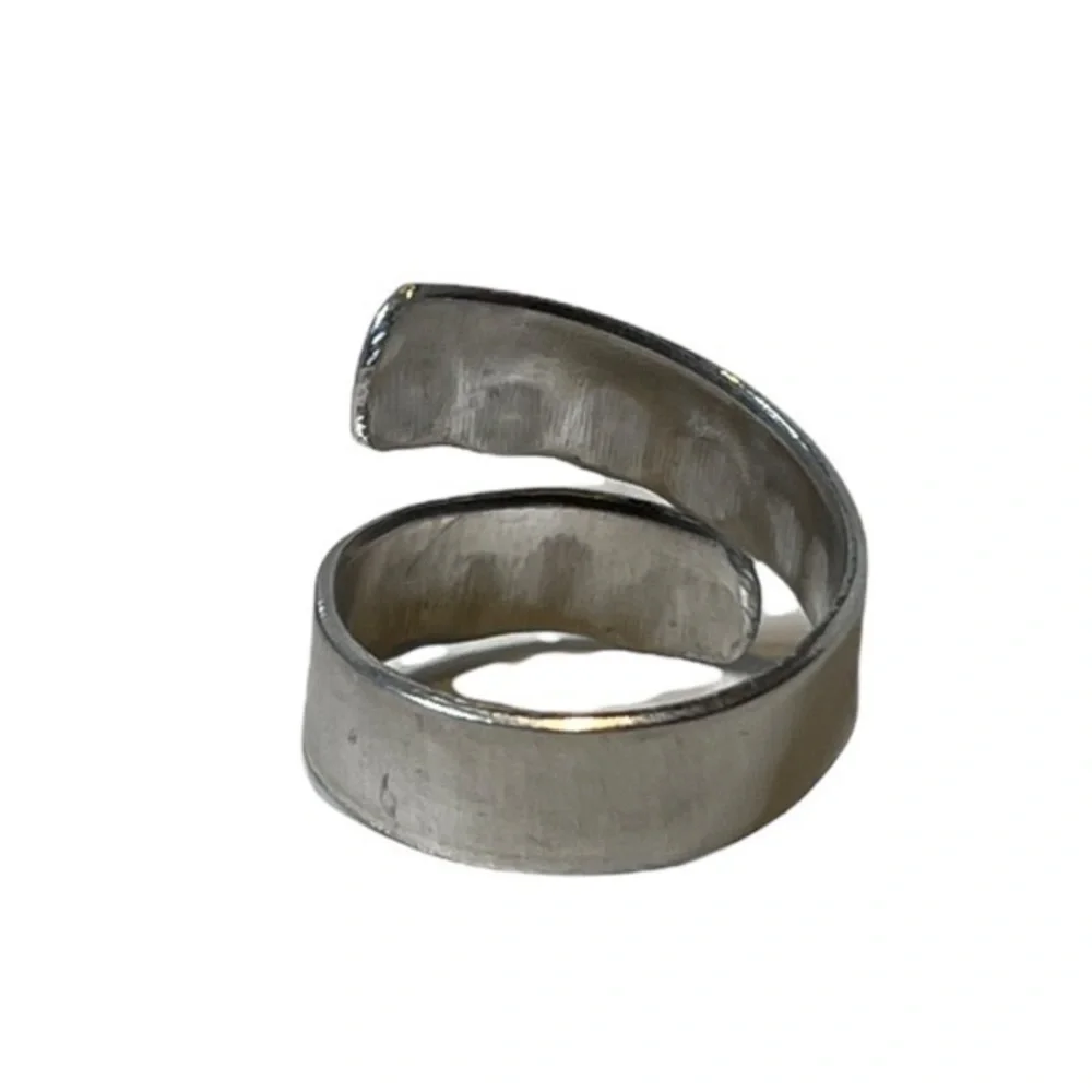 Handmade 8/9 stamped‎ motivational Celtic knot silver adjustable wrap ring